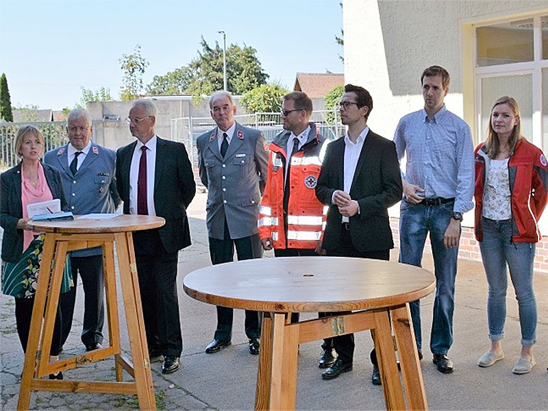 Arbeitsgemeinschaft Katastrophenschutz der Berliner Hilfsorganisationen beim Pressetermin.